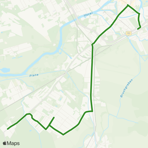 Verkehrsbetriebe Brandenburg an der Havel Wilhelmsdorf ↔︎ Zob map