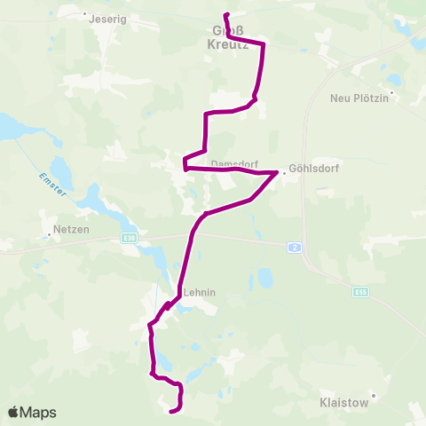 Fritz Behrendt Groß Kreutz Bhf ↔︎ Lehnin Busbhf map