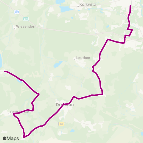 Cottbusverkehr Casel ↔︎ Hbf map