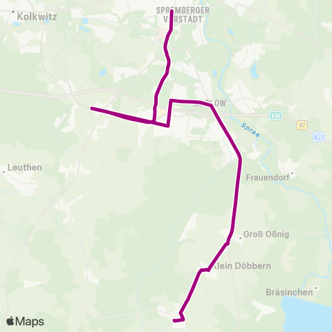 Cottbusverkehr Pücklerdorf Groß Döbbern ↔︎ Hbf map