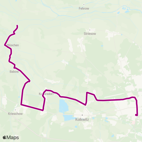 Cottbusverkehr Bleske ↔︎ Hbf map