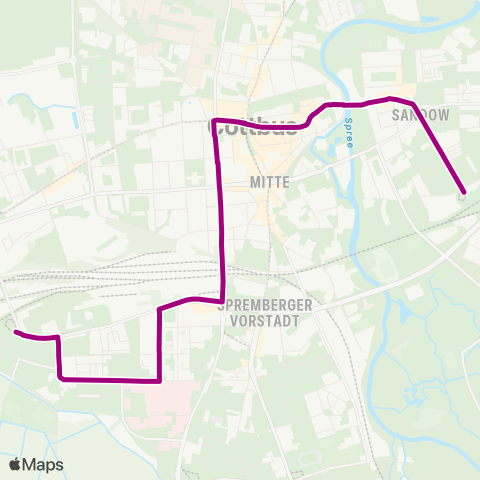 Cottbusverkehr Sandow ↔︎ Jessener Str. map