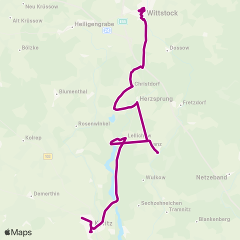 ORP Ostprignitz-Ruppiner Personennahverkehrsgesellschaft Herzsprung (Opr) ↔︎ Bhf map