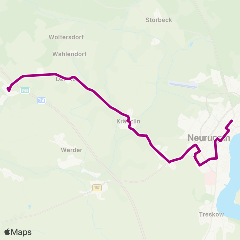 ORP Ostprignitz-Ruppiner Personennahverkehrsgesellschaft Schule ↔︎ Rheinsberger Tor Bhf map