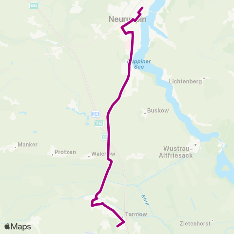 ORP Ostprignitz-Ruppiner Personennahverkehrsgesellschaft Gewerbepark ↔︎ Rheinsberger Tor Bhf map