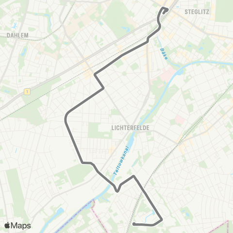 BVG S Lichterfelde Süd [Bus Réaumurstr.] (Berlin) ↔︎ S+U Rathaus Steglitz (Berlin) [Busbahnhof] map
