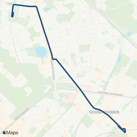 BVG U Paracelsus-Bad ↔︎ S+U Gesundbrunnen Bhf (Berlin) map