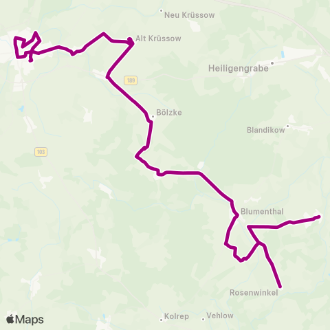 prignitzbus Kirche ↔︎ Bhf map