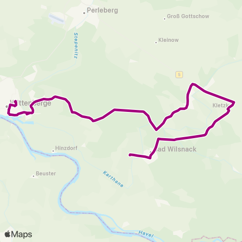 prignitzbus Ölmühle ↔︎ Bhf map