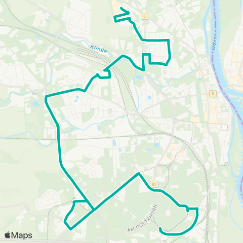 Stadtverkehrsgesellschaft Frankfurt (Oder) Spitzkrug Nord ↔︎ Neuberesinchen map