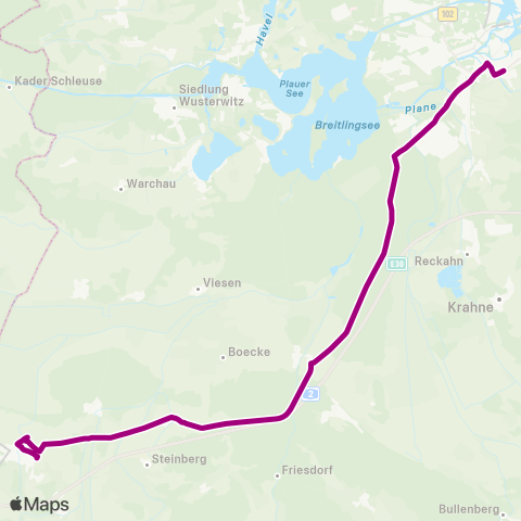 regiobus Potsdam Mittelmark Ziesar ↔︎ Hbf map