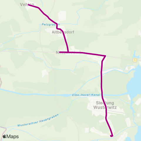 regiobus Potsdam Mittelmark Vehlen ↔︎ Wusterwitz map