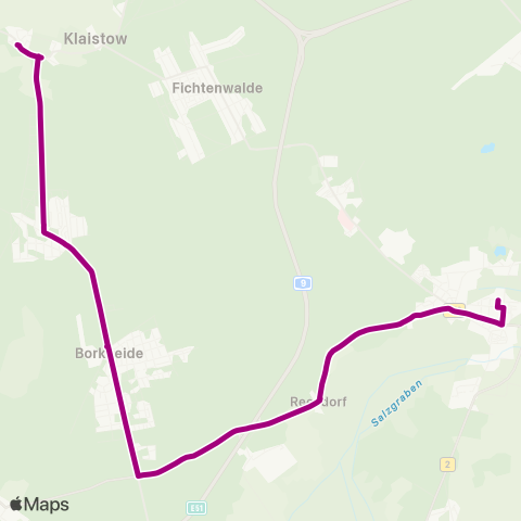 regiobus Potsdam Mittelmark Borkheide Bhf ↔︎ Platanenring map