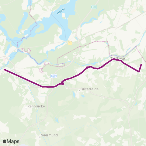 regiobus Potsdam Mittelmark Teltow Bhf ↔︎ S Potsdam Hbf map