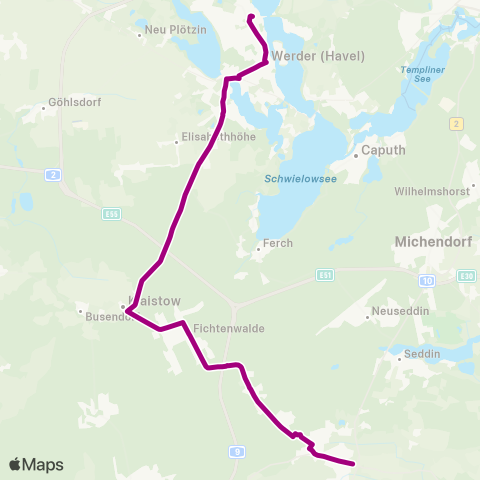 regiobus Potsdam Mittelmark Bhf ↔︎ Ärztehaus map