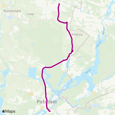 Havelbus Verkehrsgesellschaft Bhf ↔︎ Campus Jungfernsee map