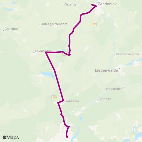 Barnimer Busgesellschaft Neb Ersatzverkehr Löwenberg ↔︎ Neb Ersatzverkehr S Oranienburg map