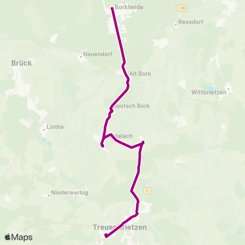 regiobus Potsdam Mittelmark Treuenbrietzen ↔︎ Borkheide Bhf map