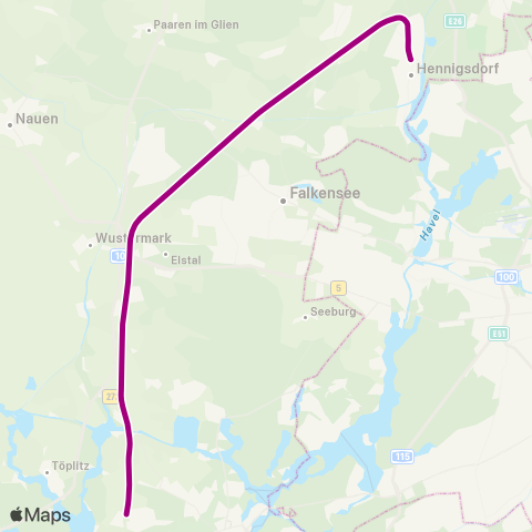 DB Regio Golm Bhf ↔︎ S Hennigsdorf Bhf map