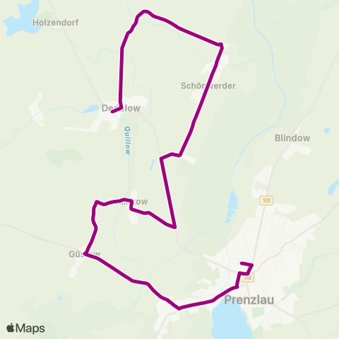 Uckermärkische Verkehrsgesellschaft Dedelow ↔︎ Prenzlau Zob map