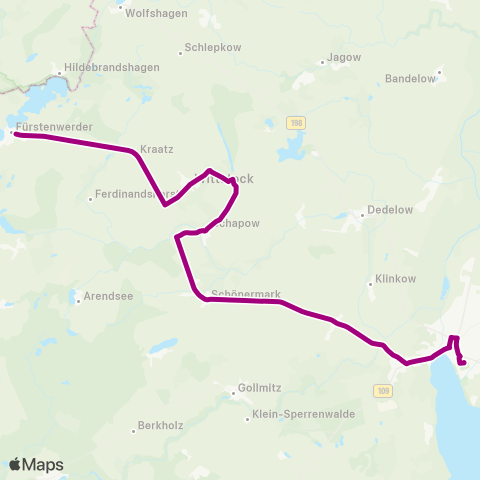 Uckermärkische Verkehrsgesellschaft Rittgarten-Fürstenwerder ↔︎ Wittstock-Rittgarten-Schönermark-Prenzlau map