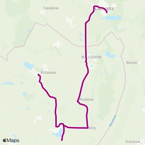 Uckermärkische Verkehrsgesellschaft Löcknitz ↔︎ Brüssow map