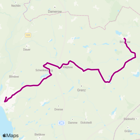 Uckermärkische Verkehrsgesellschaft Brüssow ↔︎ Prenzlau Zob map