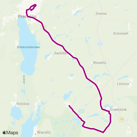 Uckermärkische Verkehrsgesellschaft Gramzow ↔︎ Kleinow map