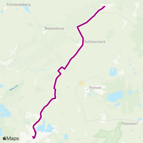 Uckermärkische Verkehrsgesellschaft Passow Mitte Ü. Frauenhag ↔︎ Angermünde Bhf map