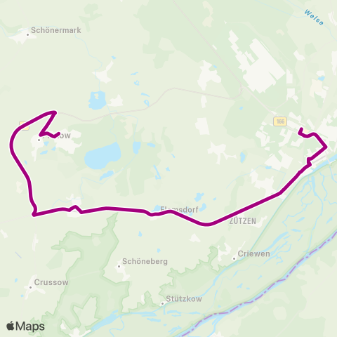 Uckermärkische Verkehrsgesellschaft Angermünde Bhf ↔︎ Schwedt Zob map