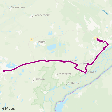 Uckermärkische Verkehrsgesellschaft Plusbus Nationalparklinie map