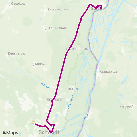 Uckermärkische Verkehrsgesellschaft Schwedt Zob ↔︎ Gartz Busbahnhof Ü. Friedrich map