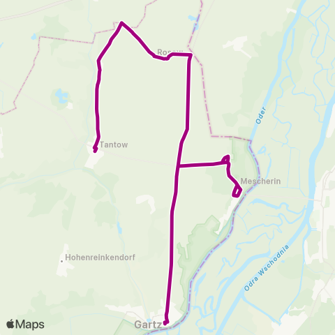 Uckermärkische Verkehrsgesellschaft Gartz Busbahnhof Ü. Rosow ↔︎ Tantow Bhf Ü.Mescherin map