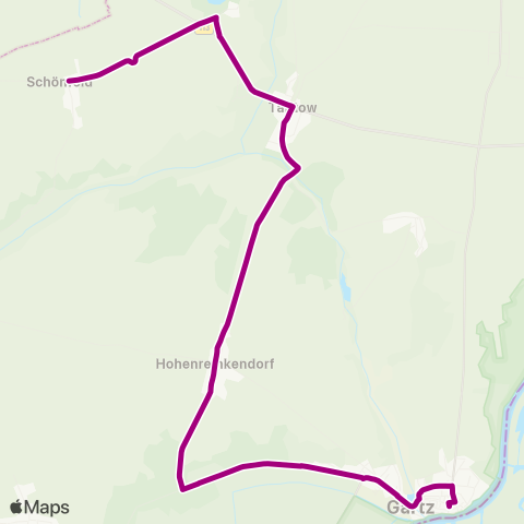 Uckermärkische Verkehrsgesellschaft Schönfeld Ü.Hohenreink ↔︎ Gartz Busbahnhof Ü. Tantow map
