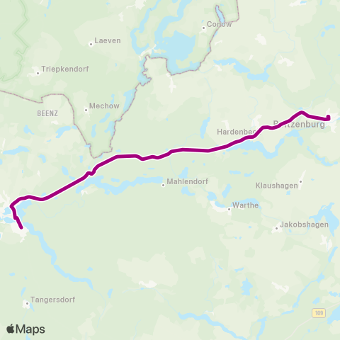 Uckermärkische Verkehrsgesellschaft Boitzenburg ↔︎ Lychen map