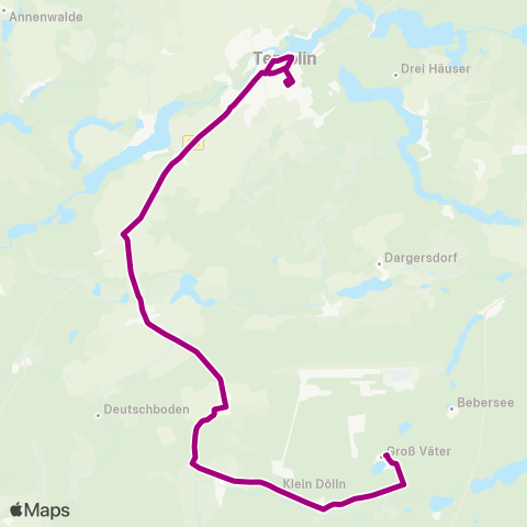 Uckermärkische Verkehrsgesellschaft Groß Väter ↔︎ Templin map