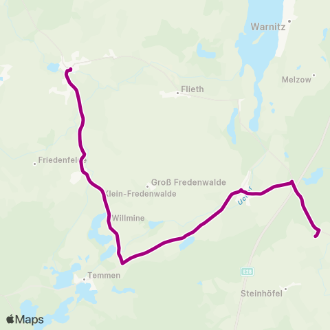 Uckermärkische Verkehrsgesellschaft Gerswalde ↔︎ Willmine map