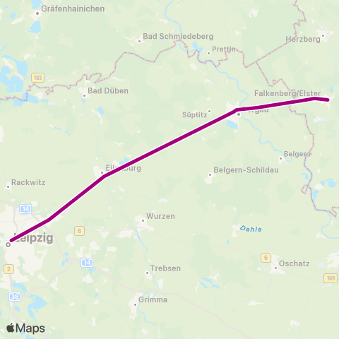 DB Regio Hbf ↔︎ Falkenberg map