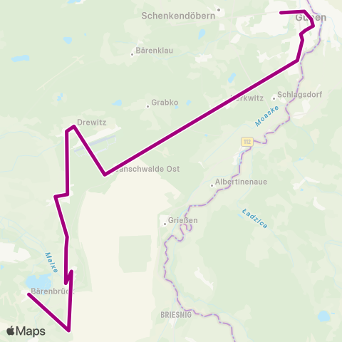 Cottbusverkehr Schule ↔︎ Grötsch map