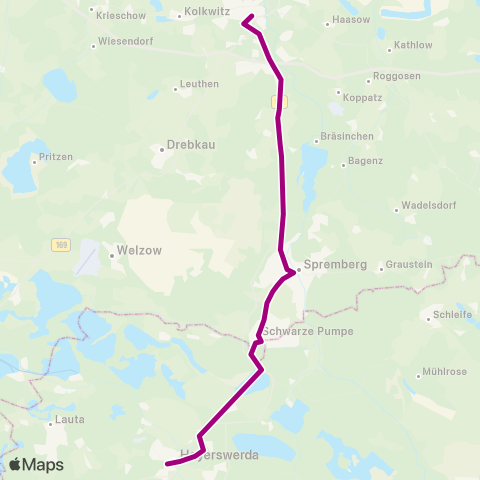 Cottbusverkehr Hbf ↔︎ Bhf map