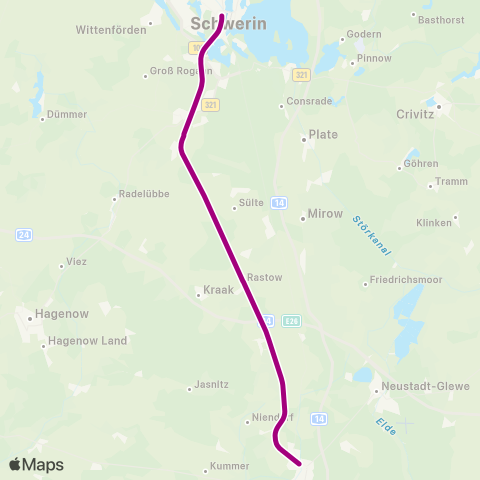 ODEG Ostdeutsche Eisenbahn Bhf ↔︎ Hbf map