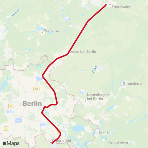 DB Regio Wünsdorf-Waldstadt, Bhf ↔︎ Flughafen Ber map