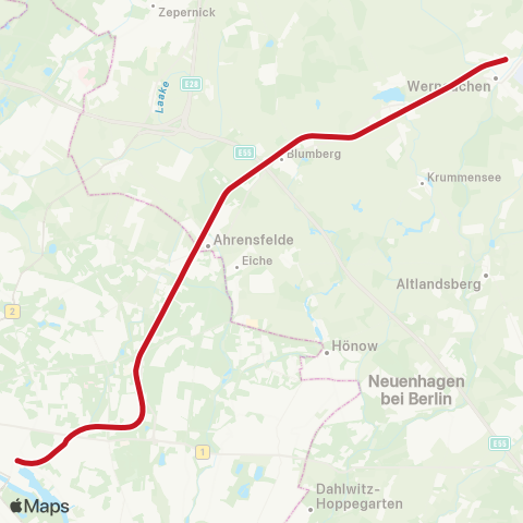 NEB Betriebsgesellschaft Werneuchen, Bhf ↔︎ S Ostkreuz Bhf (Berlin) map