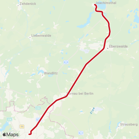 NEB Betriebsgesellschaft Eberswalde, Hbf ↔︎ Joachimsthal, Bhf map