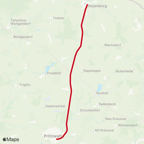 Hanseatische Eisenbahn Pritzwalk, Bhf ↔︎ Meyenburg, Bhf map