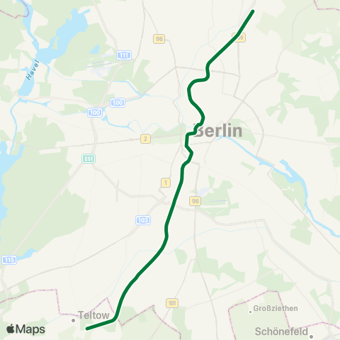 S-Bahn Berlin S Blankenburg ↔︎ S Teltow Stadt map