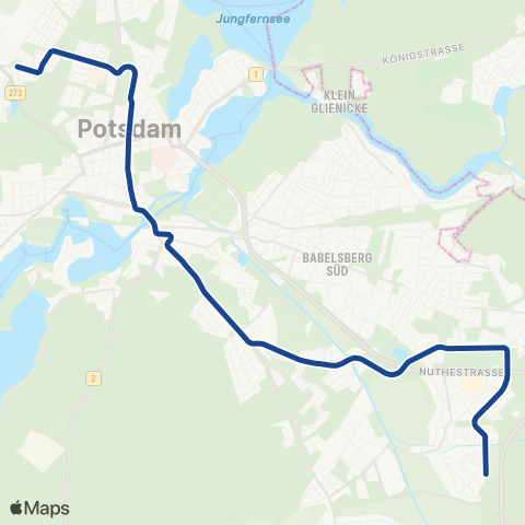 Verkehrsbetrieb Potsdam Hbf ↔︎ Kirschallee map