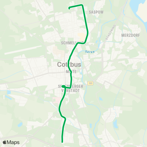 Cottbusverkehr Sachsendorf ↔︎ Neu Schmellwitz map