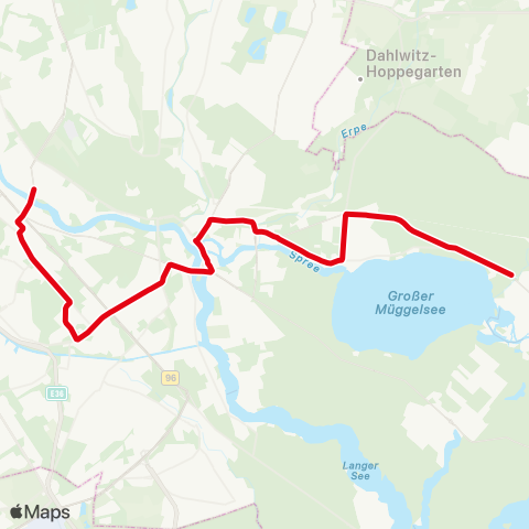 BVG Rahnsdorf ↔︎ S Adlershof map