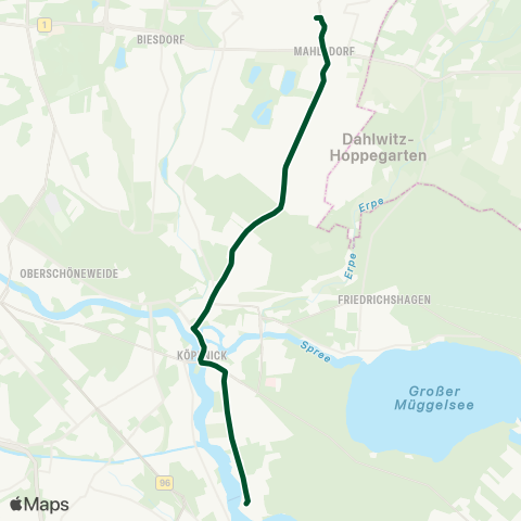 BVG S Mahlsdorf Bhf ↔︎ Wendenschloß map